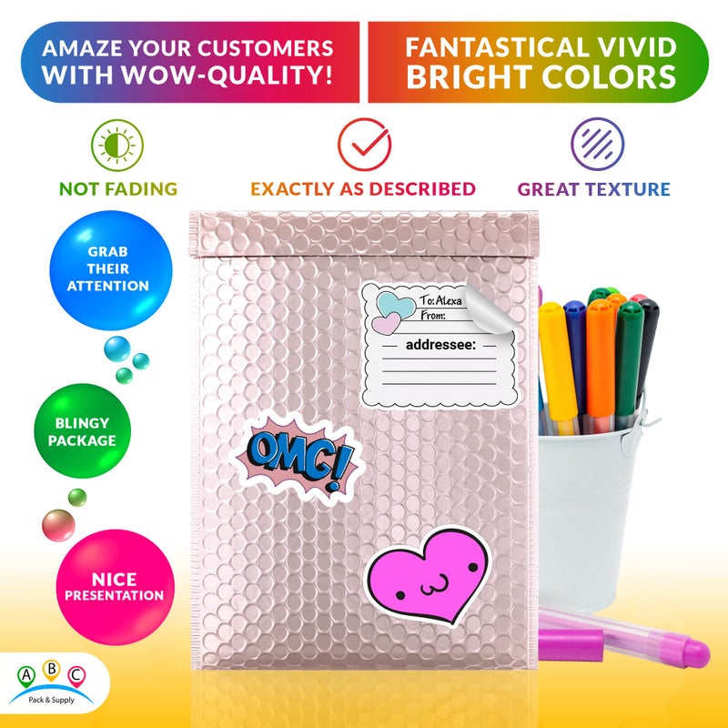 ABC PACK & SUPPLY Rose Gold Metallic Bubble Mailers, 5 x 9 Inches. Pack of 25 Metallic Bubble Envelope Mailer. Padded Envelopes Waterproof. Opaque Self Seal Mailers for Cosmetics - Image 5